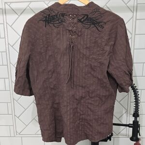Harley-Davidson Moto Lace-Up Embroidered Shirt XL